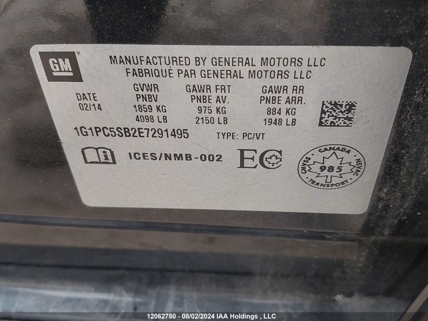 1G1PC5SB2E7291495 2014 Chevrolet Cruze