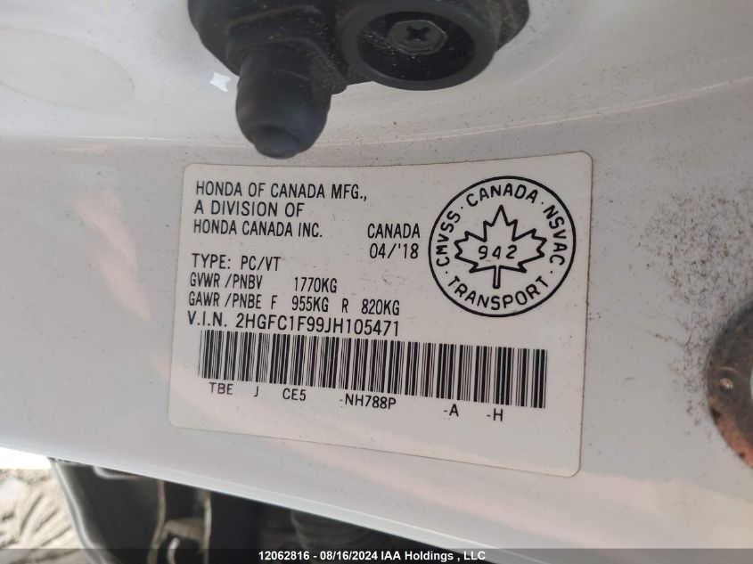 2018 Honda Civic Sedan VIN: 2HGFC1F99JH105471 Lot: 12062816