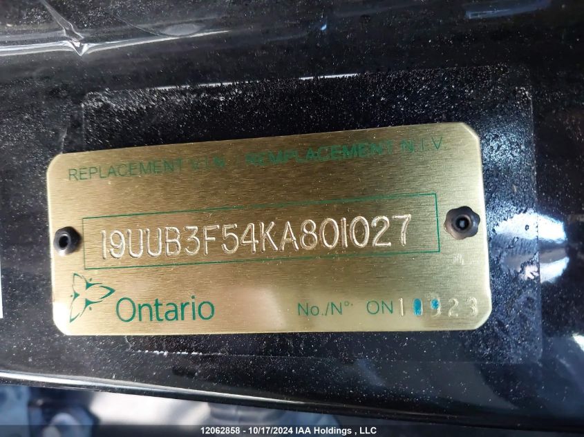 2019 Acura Tlx Technology VIN: 19UUB3F54KA801027 Lot: 12062858