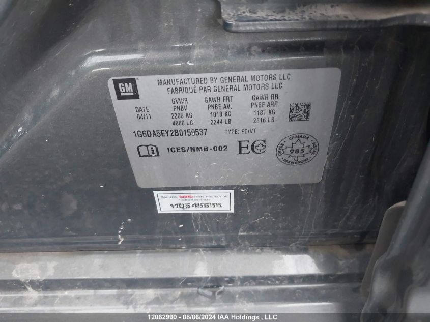 2011 Cadillac Cts VIN: 1G6DA5EY2B0159537 Lot: 12062990