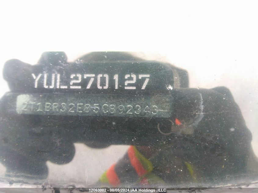 2005 Toyota Corolla Ce/Le/S VIN: 2T1BR32E85C892343 Lot: 12063002