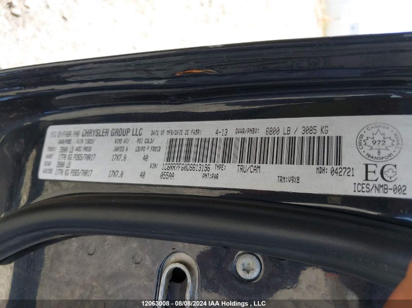 2013 Ram 1500 VIN: 1C6RR7FG0DS613196 Lot: 12063008