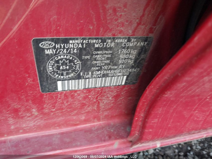 2015 Hyundai Elantra Limited VIN: KMHDH4AH9FU234849 Lot: 12063069