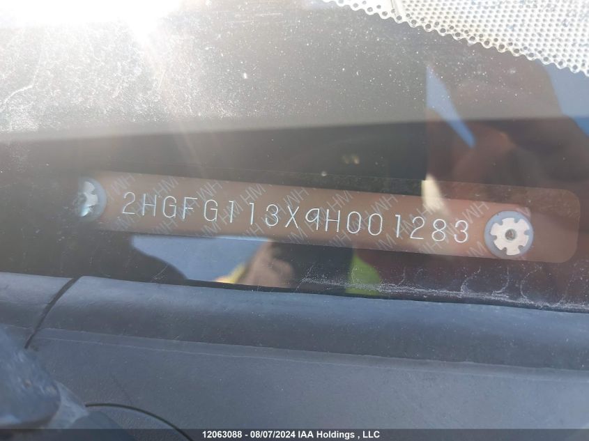 2009 Honda Civic VIN: 2HGFG113X9H001283 Lot: 12063088