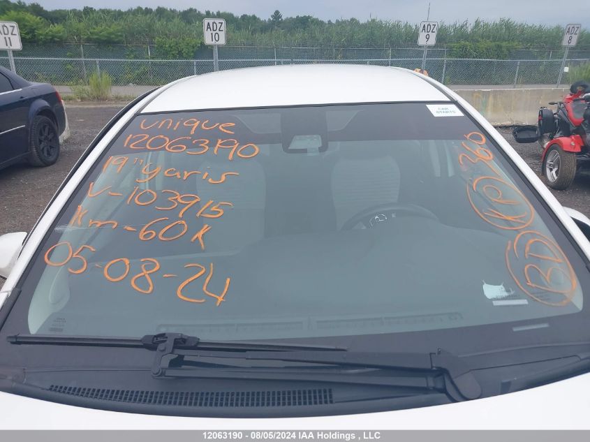 2019 Toyota Yaris Le VIN: VNKKTUD33KA103915 Lot: 12063190