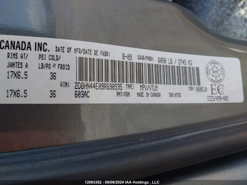 2009 Dodge Grand Caravan Se VIN: 2D8HN44E09R698535 Lot: 12063352