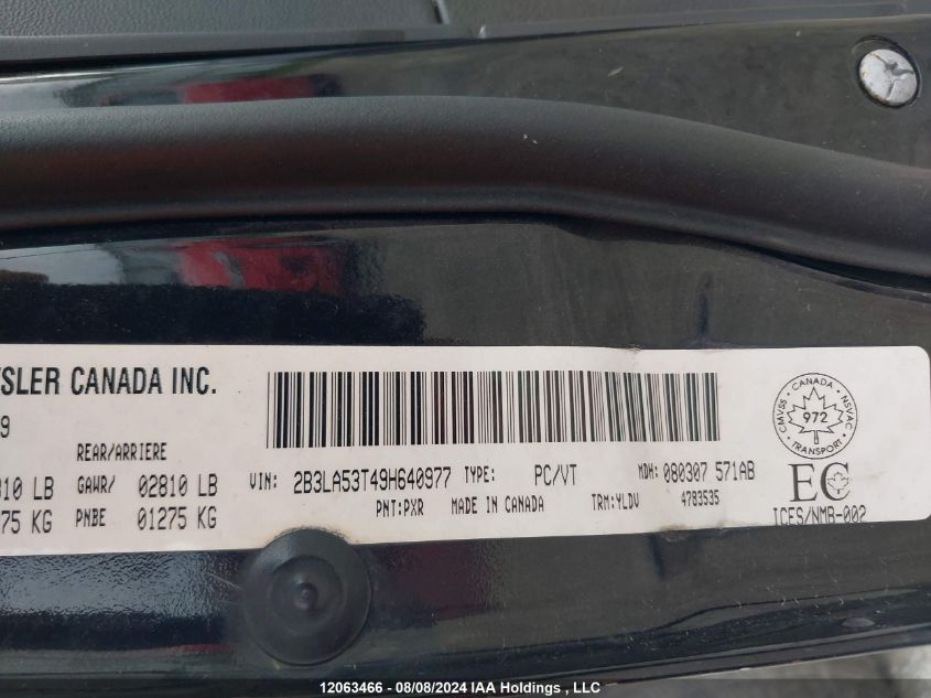 2009 Dodge Charger R/T VIN: 2B3LA53T49H640977 Lot: 12063466