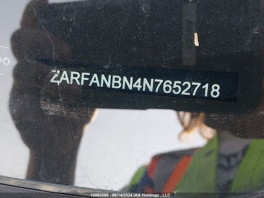 2022 Alfa Romeo Giulia Ti Veloce Awd VIN: ZARFANBN4N7652718 Lot: 12063585