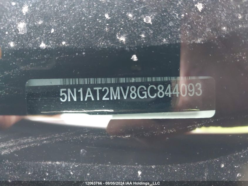 2016 Nissan Rogue VIN: 5N1AT2MV8GC844093 Lot: 12063766