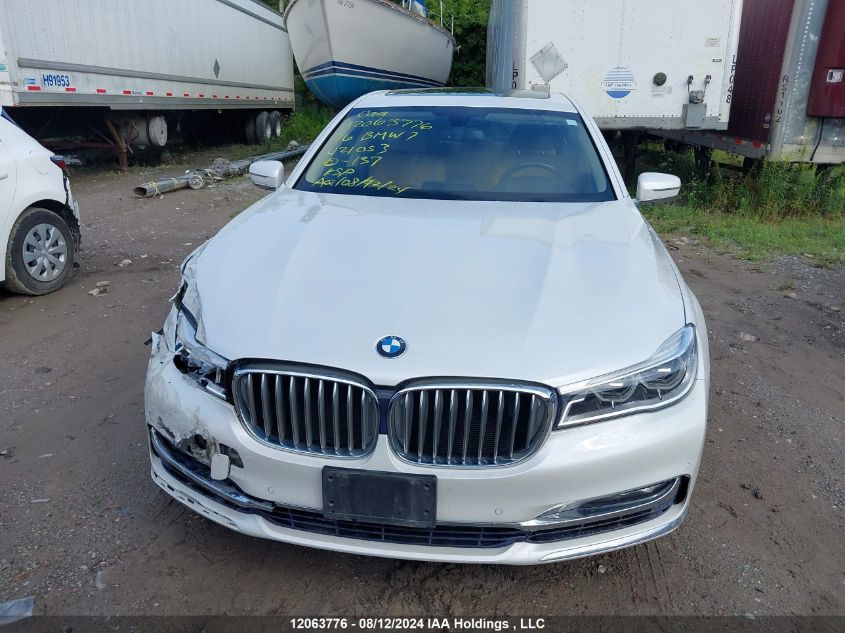 2016 BMW 7 Series VIN: WBA7F2C50GG421053 Lot: 12063776