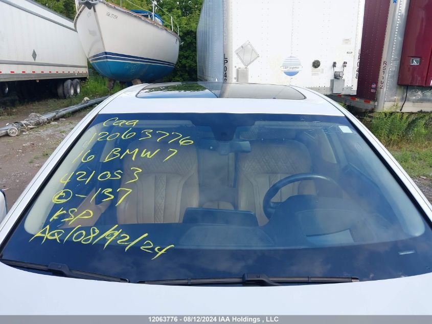 2016 BMW 7 Series VIN: WBA7F2C50GG421053 Lot: 12063776