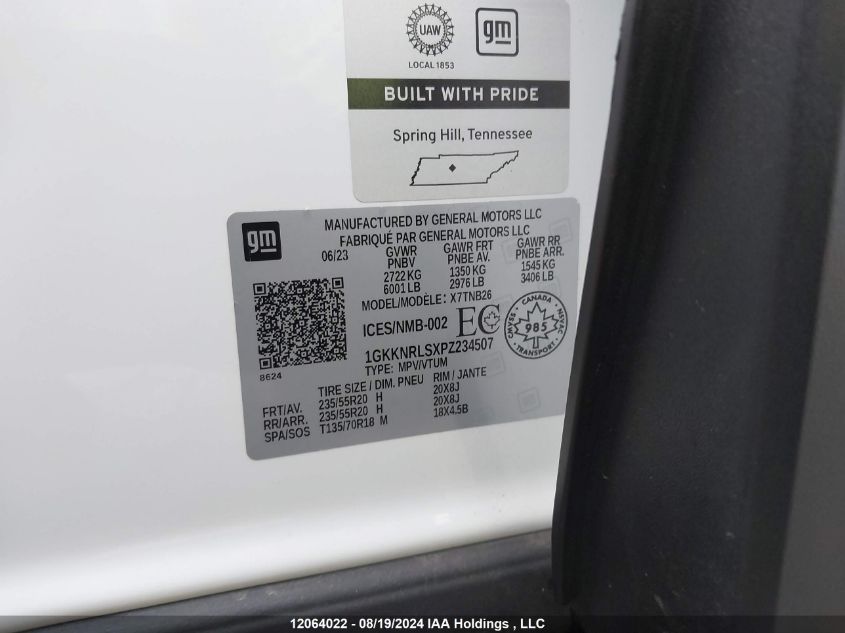 2023 GMC Acadia Sle VIN: 1GKKNRLSXPZ234507 Lot: 12064022