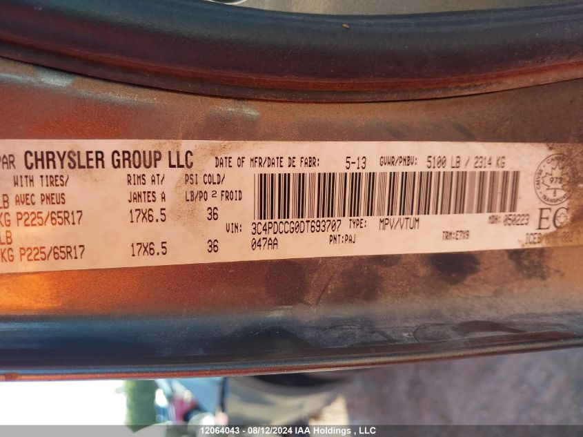 2013 Dodge Journey Sxt VIN: 3C4PDCCG0DT693707 Lot: 12064043