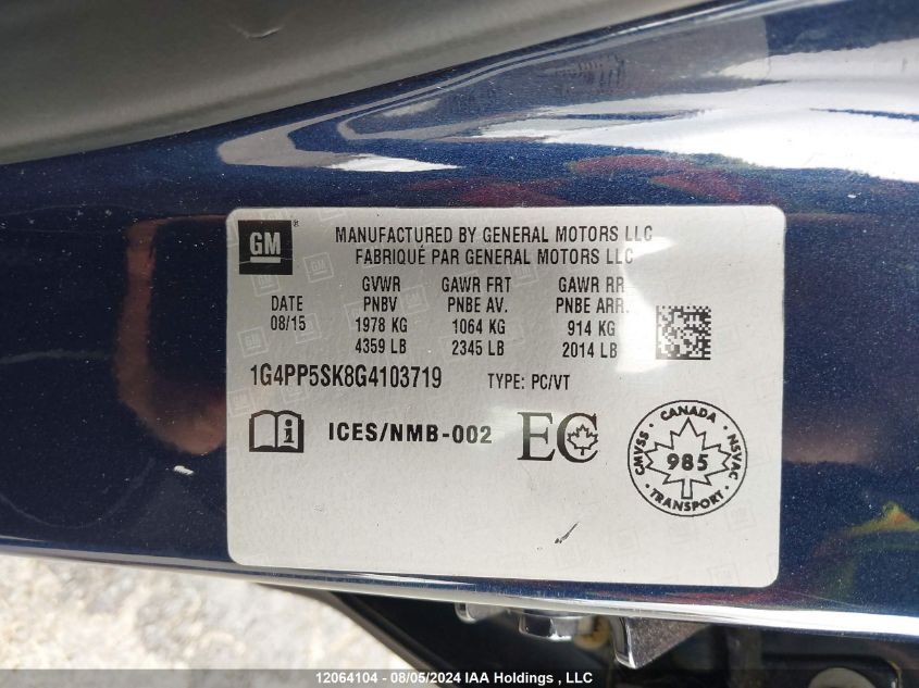 2016 Buick Verano VIN: 1G4PP5SK8G4103719 Lot: 12064104