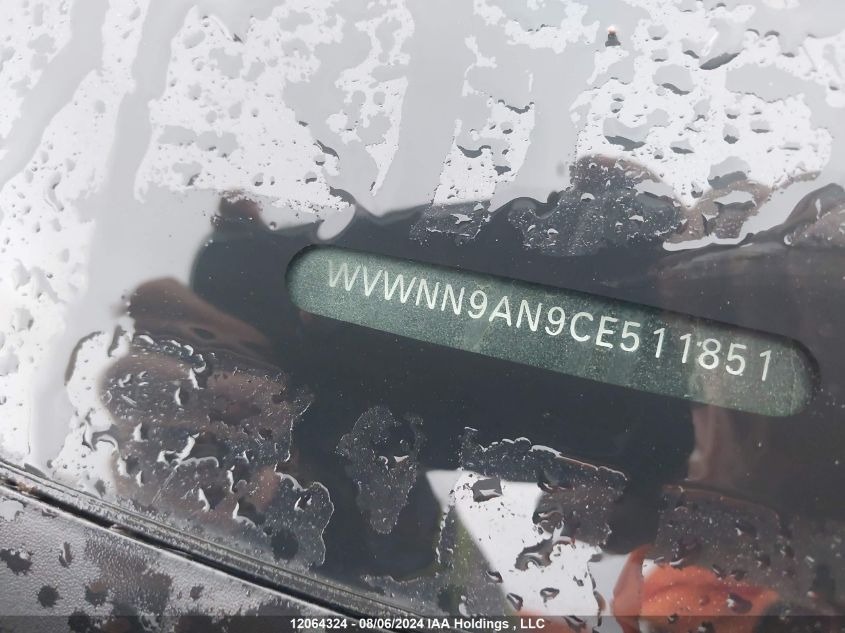 2012 Volkswagen Passat Cc VIN: WVWNN9AN9CE511851 Lot: 12064324