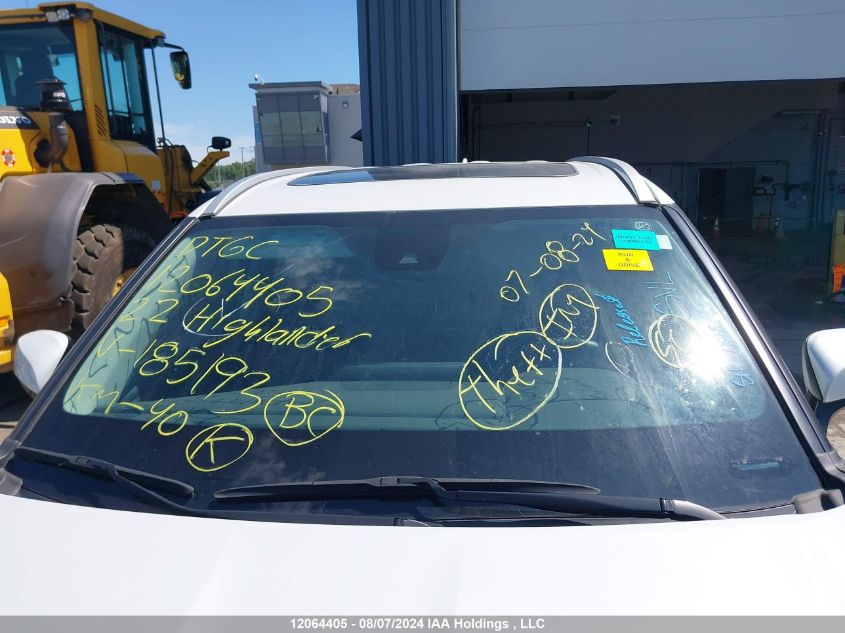 2022 Toyota Highlander Xle VIN: 5TDGZRBH5NS185193 Lot: 12064405