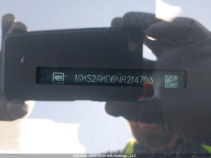2022 GMC Yukon Sle VIN: 1GKS2AKD6NR214703 Lot: 12064406