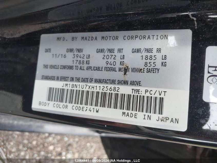 JM1BN1U7XH1125682 2017 Mazda Mazda3