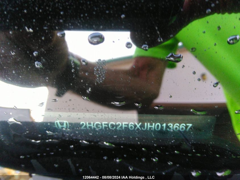 2018 Honda Civic VIN: 2HGFC2F6XJH013667 Lot: 12064442
