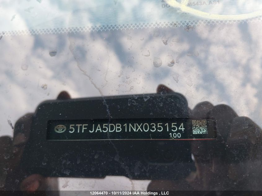 2022 Toyota Tundra Crewmax Limited VIN: 5TFJA5DB1NX035154 Lot: 12064470