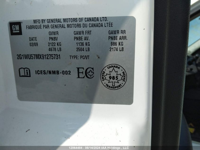 2009 Chevrolet Impala VIN: 2G1WU57MX91275731 Lot: 12064484