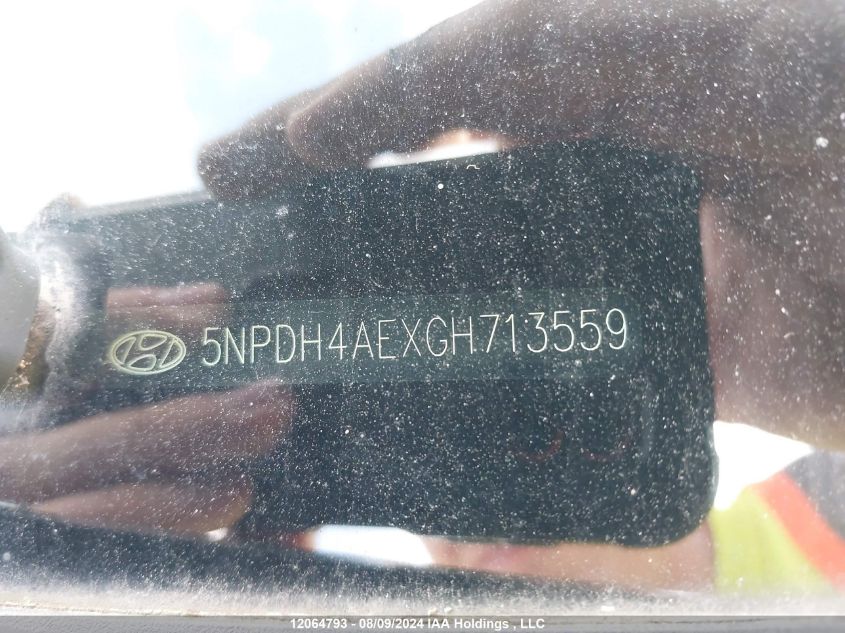 2016 Hyundai Elantra VIN: 5NPDH4AEXGH713559 Lot: 12064793