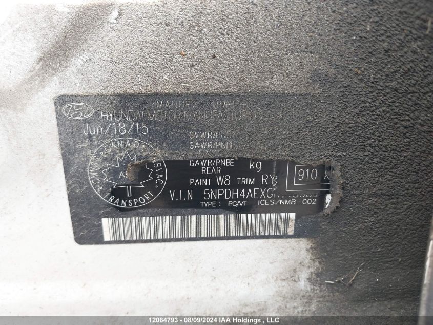 2016 Hyundai Elantra VIN: 5NPDH4AEXGH713559 Lot: 12064793