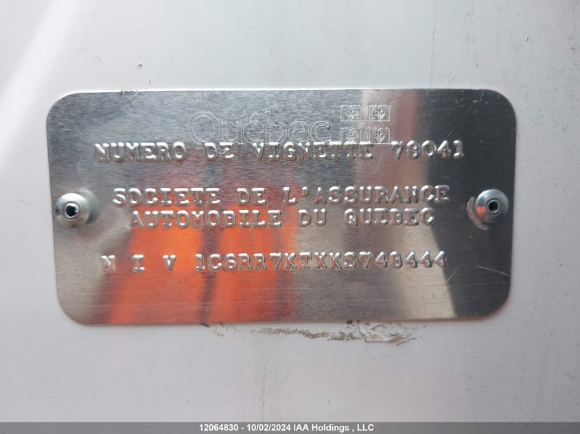 2019 Ram 1500 Classic Tradesman VIN: 1C6RR7KTXKS748444 Lot: 12064830