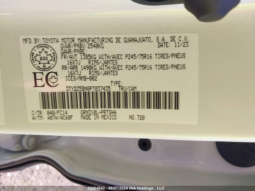 2023 Toyota Tacoma Double Cab/Sr5/Trd Sport/Trd Off Road VIN: 3TYDZ5BN8PT037435 Lot: 12064842