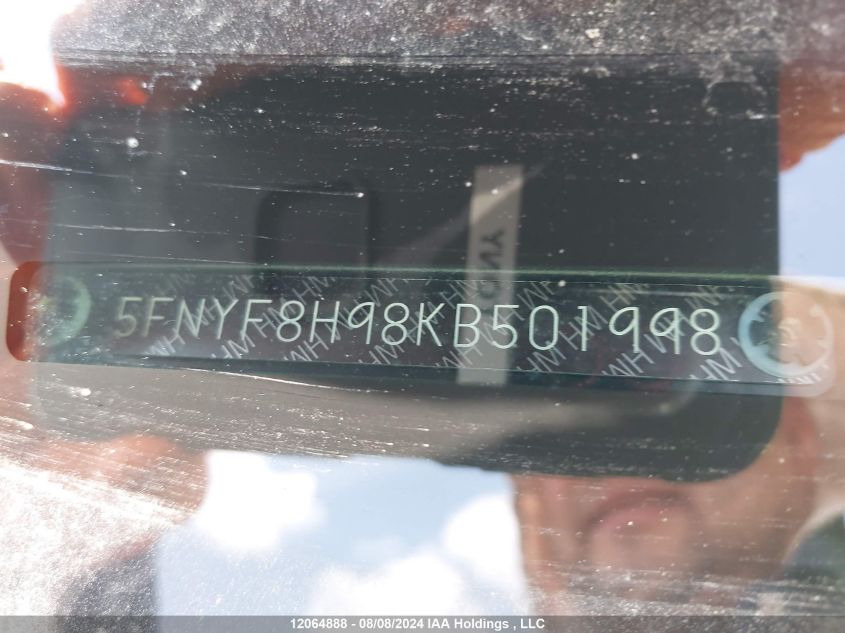 2019 Honda Passport VIN: 5FNYF8H98KB501998 Lot: 12064888