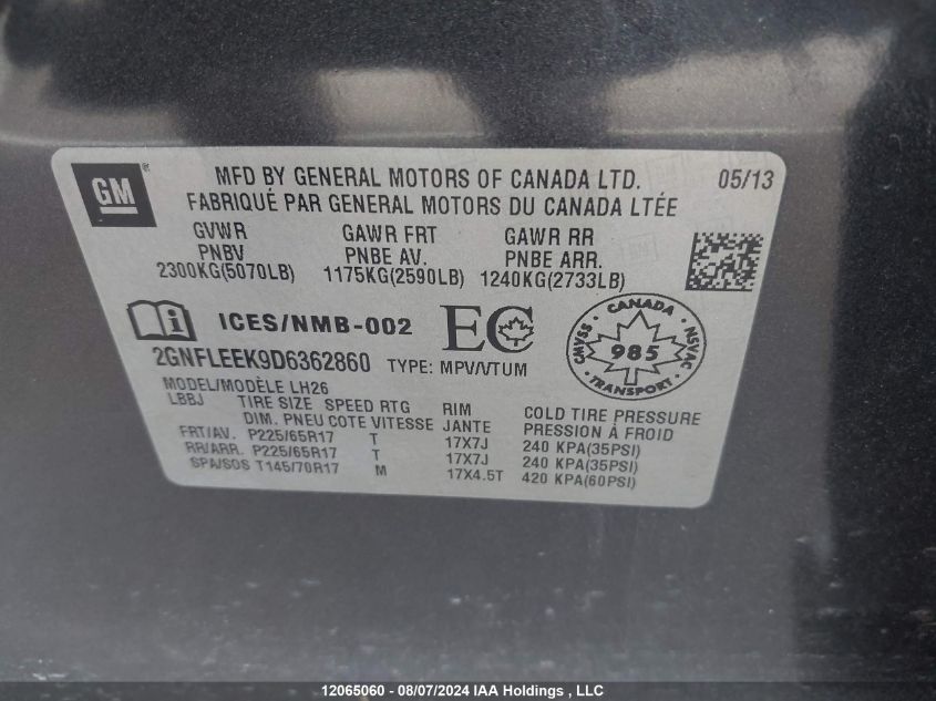 2GNFLEEK9D6362860 2013 Chevrolet Equinox