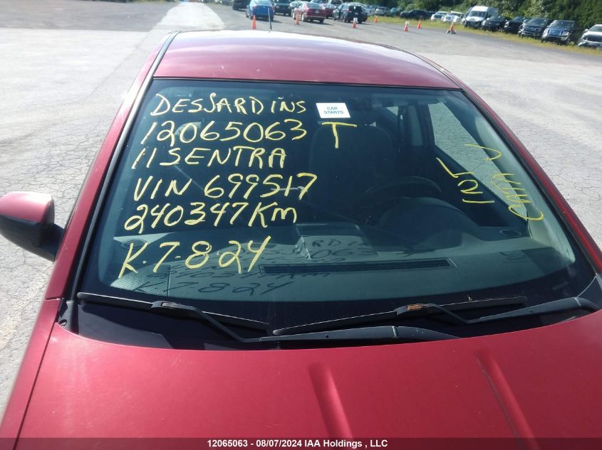 2011 Nissan Sentra 2.0/2.0S/Sr/2.0Sl VIN: 3N1AB6AP3BL699517 Lot: 12065063