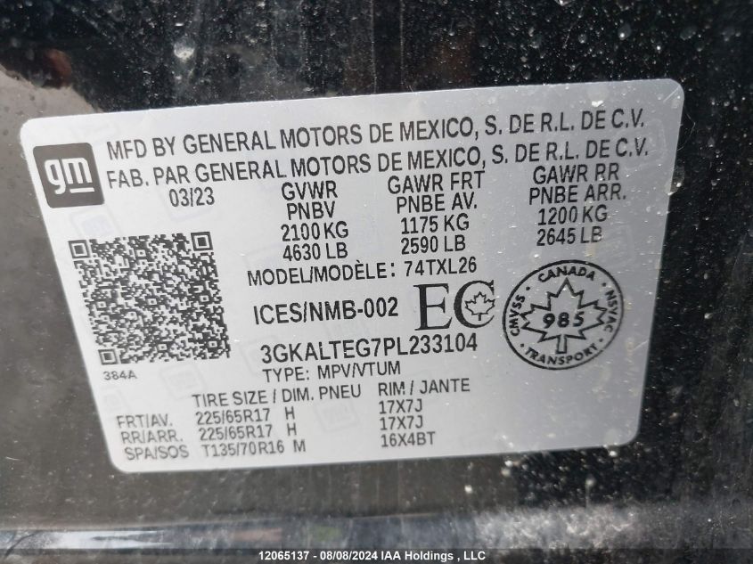 2023 GMC Terrain Sle VIN: 3GKALTEG7PL233104 Lot: 12065137