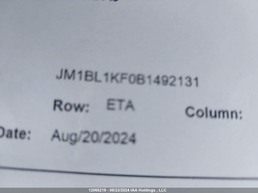 2011 Mazda Mazda3 VIN: JM1BL1KF0B1492131 Lot: 12065219