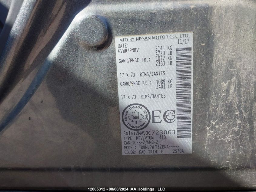 2018 Nissan Pathfinder VIN: 5N1AT2MV9JC723063 Lot: 12065312