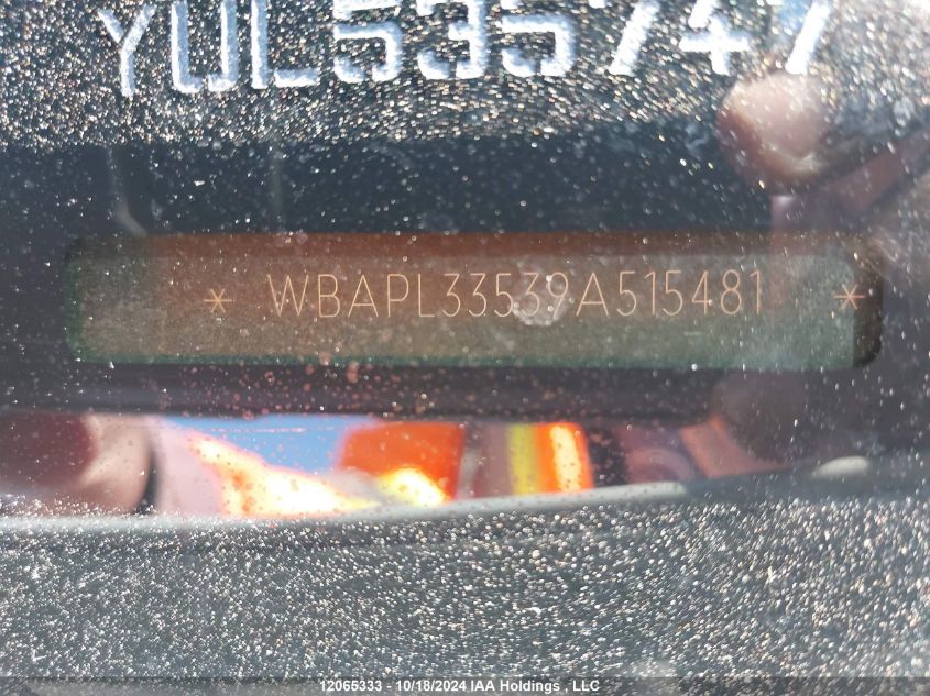 2009 BMW 3 Series VIN: WBAPL33539A515481 Lot: 12065333