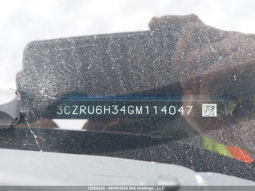 2016 Honda Hr-V VIN: 3CZRU6H34GM114047 Lot: 12065420