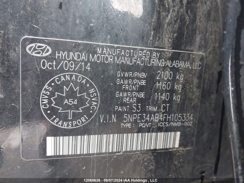 2015 Hyundai Sonata Sport/Limited VIN: 5NPE34AB4FH105334 Lot: 12065626