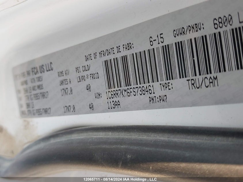 2015 Ram 1500 St VIN: 1C6RR7KM6FS738461 Lot: 12065711