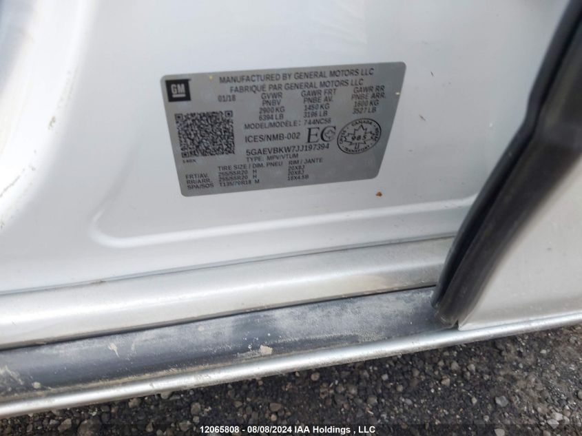 2018 Buick Enclave VIN: 5GAEVBKW7JJ197394 Lot: 12065808