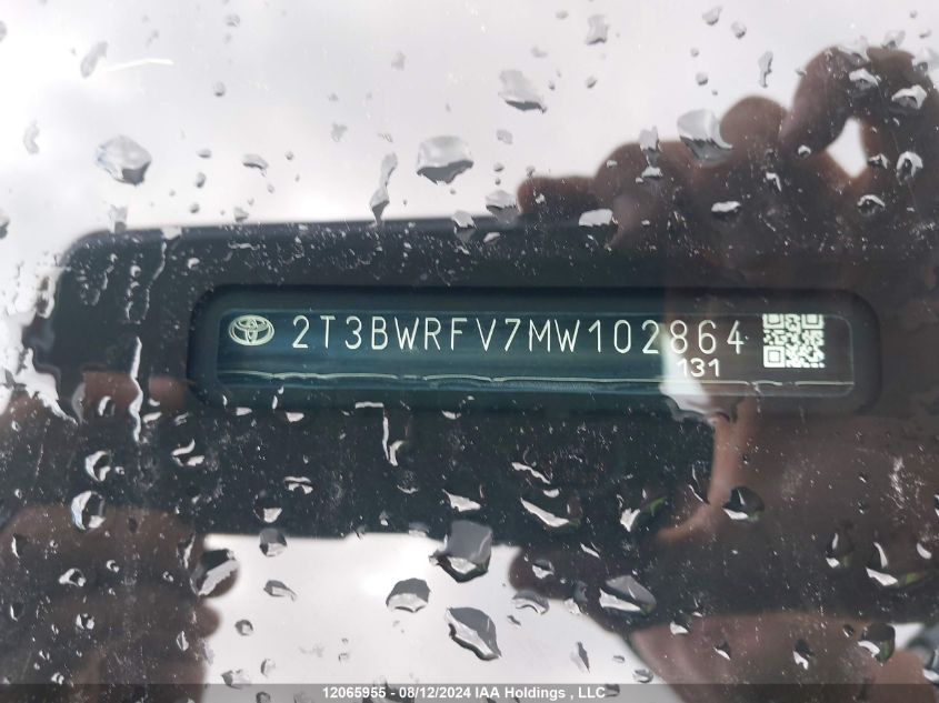 2021 Toyota Rav4 Le VIN: 2T3BWRFV7MW102864 Lot: 12065955