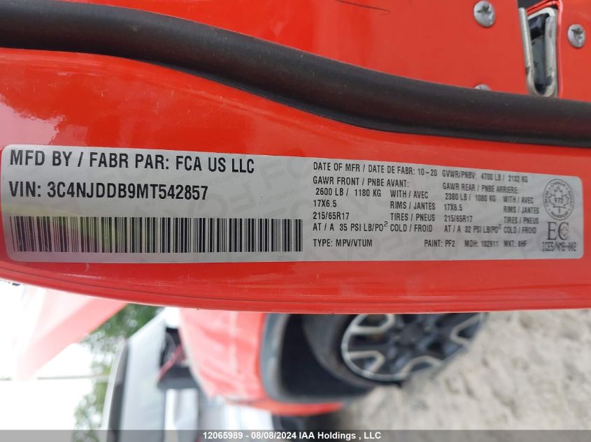 2021 Jeep Compass Trailhawk VIN: 3C4NJDDB9MT542857 Lot: 12065989