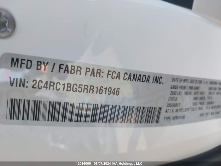 2024 Chrysler Pacifica Touring L VIN: 2C4RC1BG5RR161946 Lot: 12066000