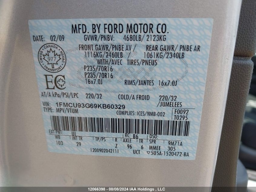 1FMCU93G69KB60329 2009 Ford Escape Xlt