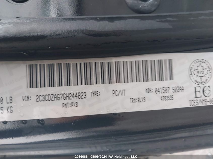 2016 Dodge Challenger Sxt VIN: 2C3CDZAG7GH244823 Lot: 12066666