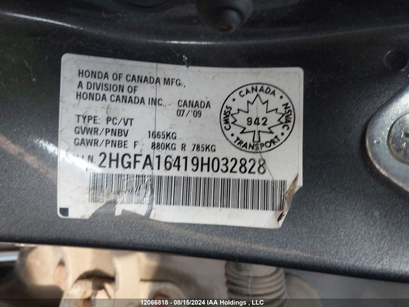 2HGFA16419H032828 2009 Honda Civic Dx-G