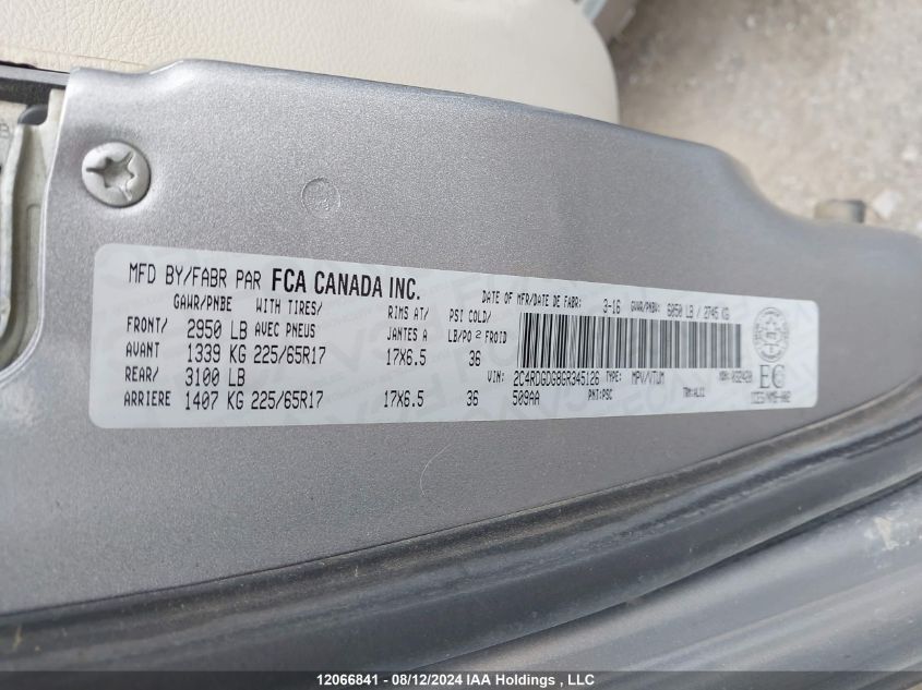 2016 Dodge Grand Caravan VIN: 2C4RDGDG8GR345126 Lot: 12066841