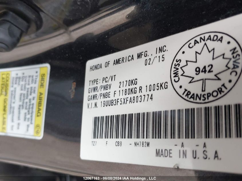 19UUB3F5XFA803774 2015 Acura Tlx