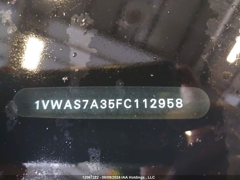 2015 Volkswagen Passat VIN: 1VWAS7A35FC112958 Lot: 12067222