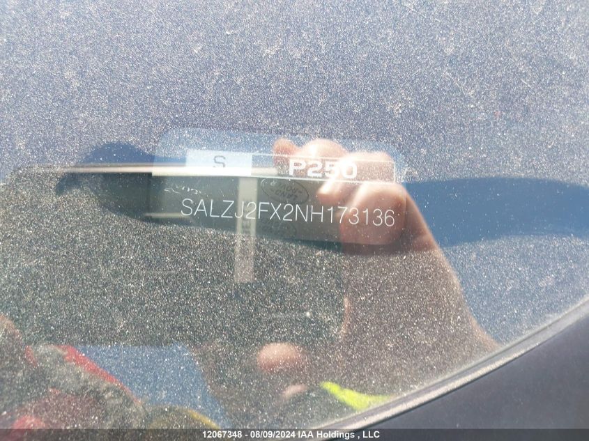 2022 Land Rover Range Rover Evoque VIN: SALZJ2FX2NH173136 Lot: 12067348